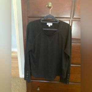 Evereve Black Long Sleeve Crewneck Top size large